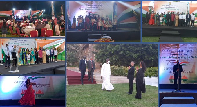 #RepublicDay2022 reception with Covid-19 precaution held by Embassy of India in Dakar on 26 January 2022 with the presence of Indian Community and friends of India. #AmritMahotsav